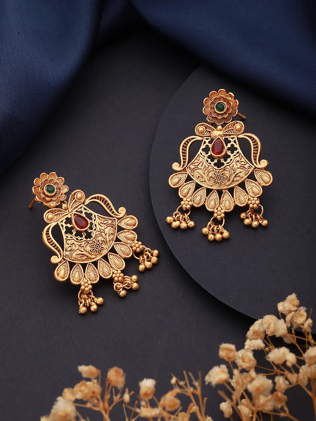 Gold-Toned Contemporary Studs Earrings