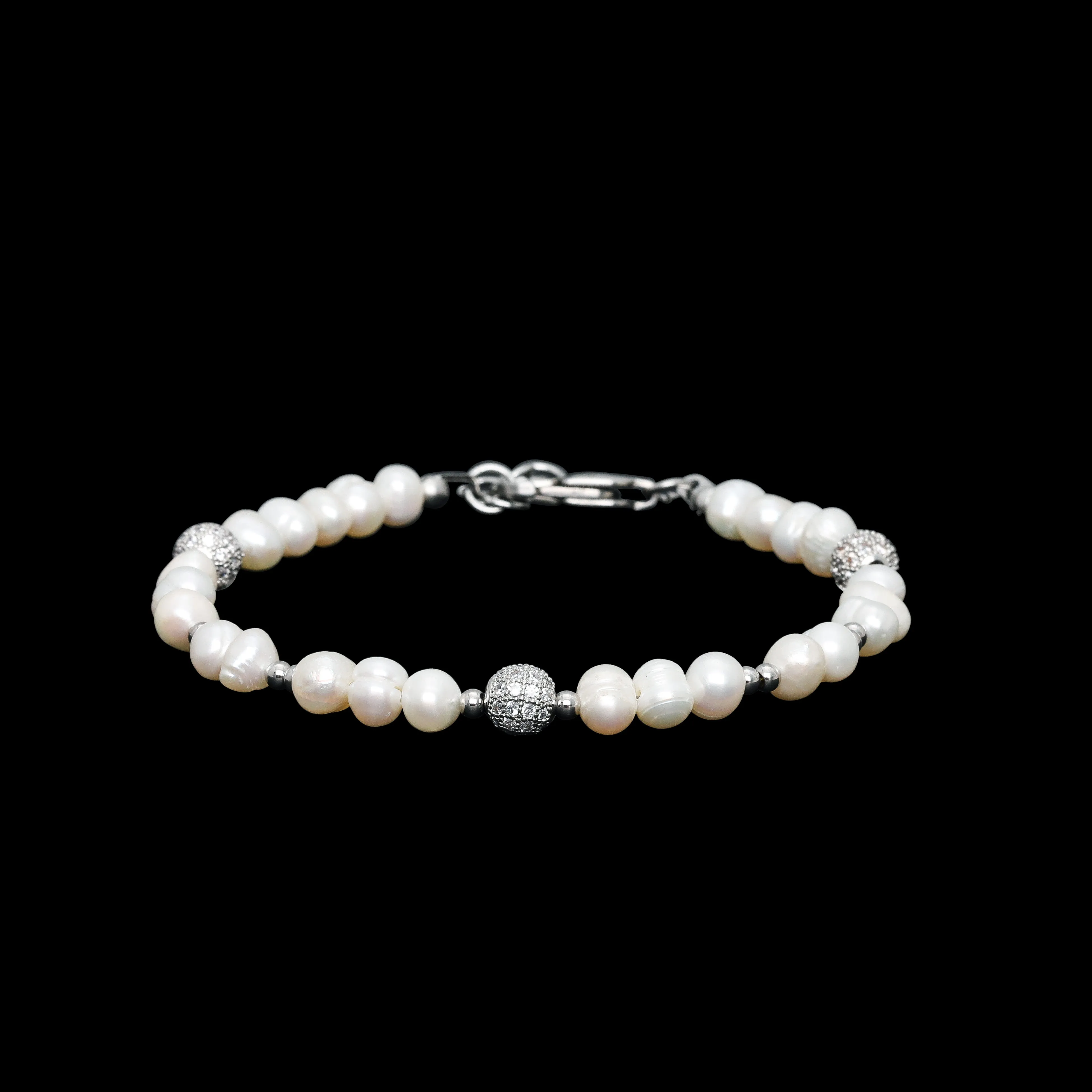 Iced Pearl Bracelet - Silver RG371S