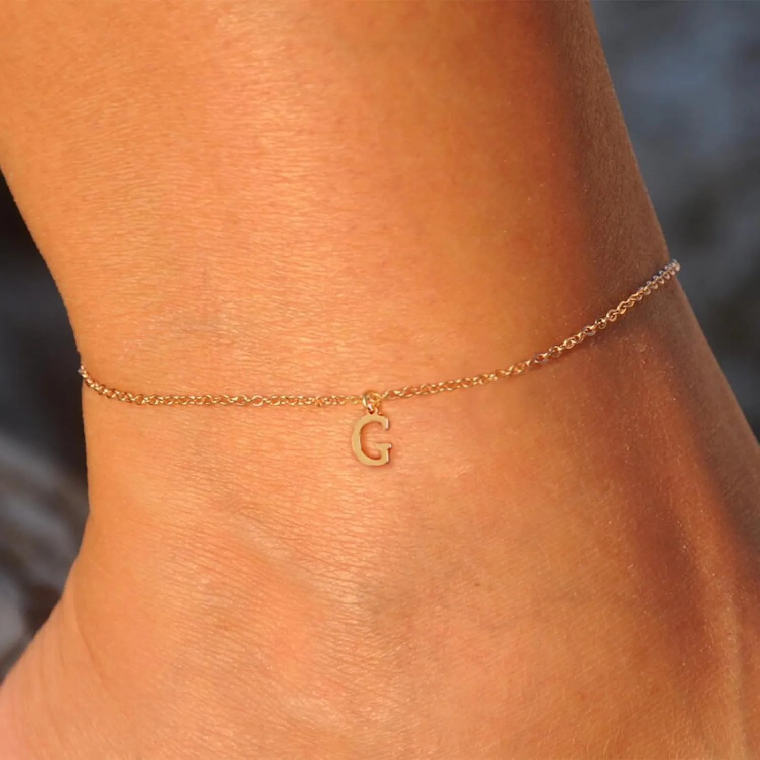 Initial Ankle Bracelets for Women 14K Gold Plated O Chain Letter Initial Anklets Dainty Gold Anklet Ankle Bracelets Minimalist Summer Beach Foot Chain Ankle Jewelry Gifts