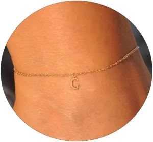 Initial Ankle Bracelets for Women 14K Gold Plated O Chain Letter Initial Anklets Dainty Gold Anklet Ankle Bracelets Minimalist Summer Beach Foot Chain Ankle Jewelry Gifts