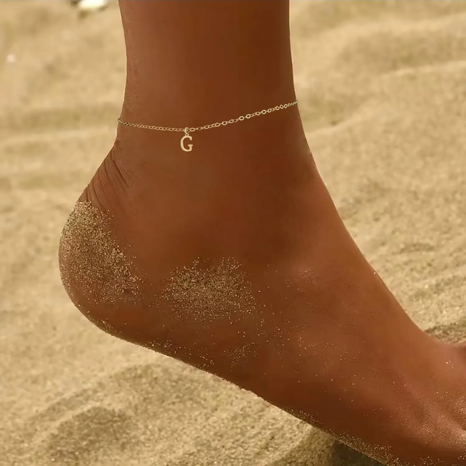 Initial Ankle Bracelets for Women 14K Gold Plated O Chain Letter Initial Anklets Dainty Gold Anklet Ankle Bracelets Minimalist Summer Beach Foot Chain Ankle Jewelry Gifts