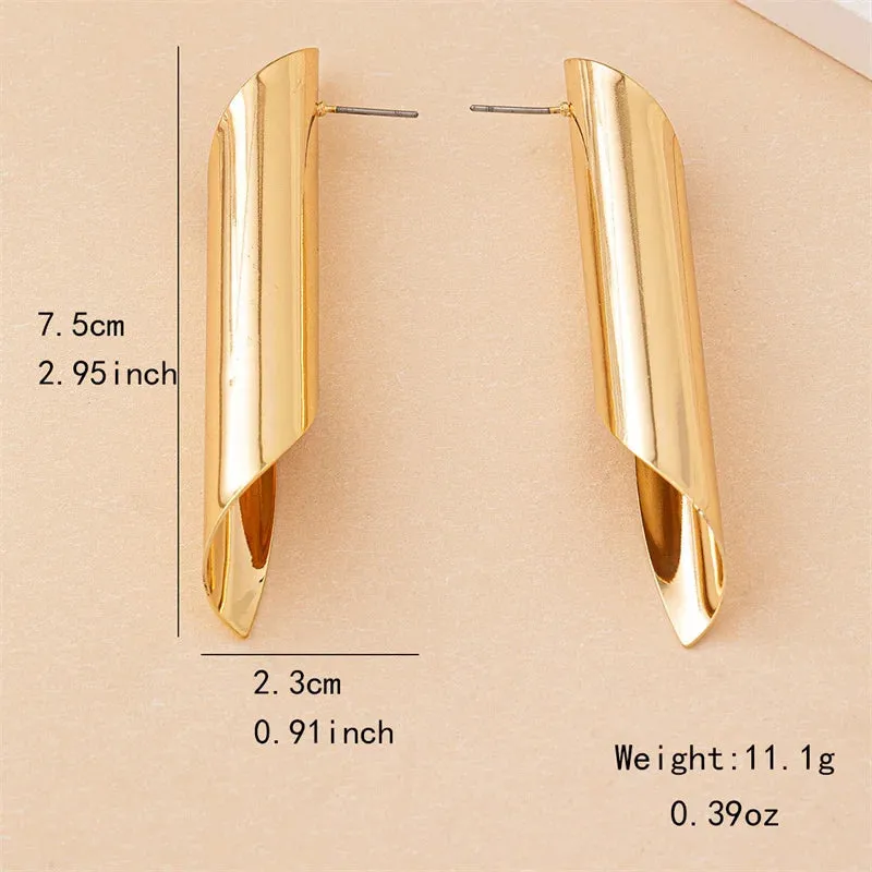 Irregular Spiral Twist Metal Geometric Stud Earrings