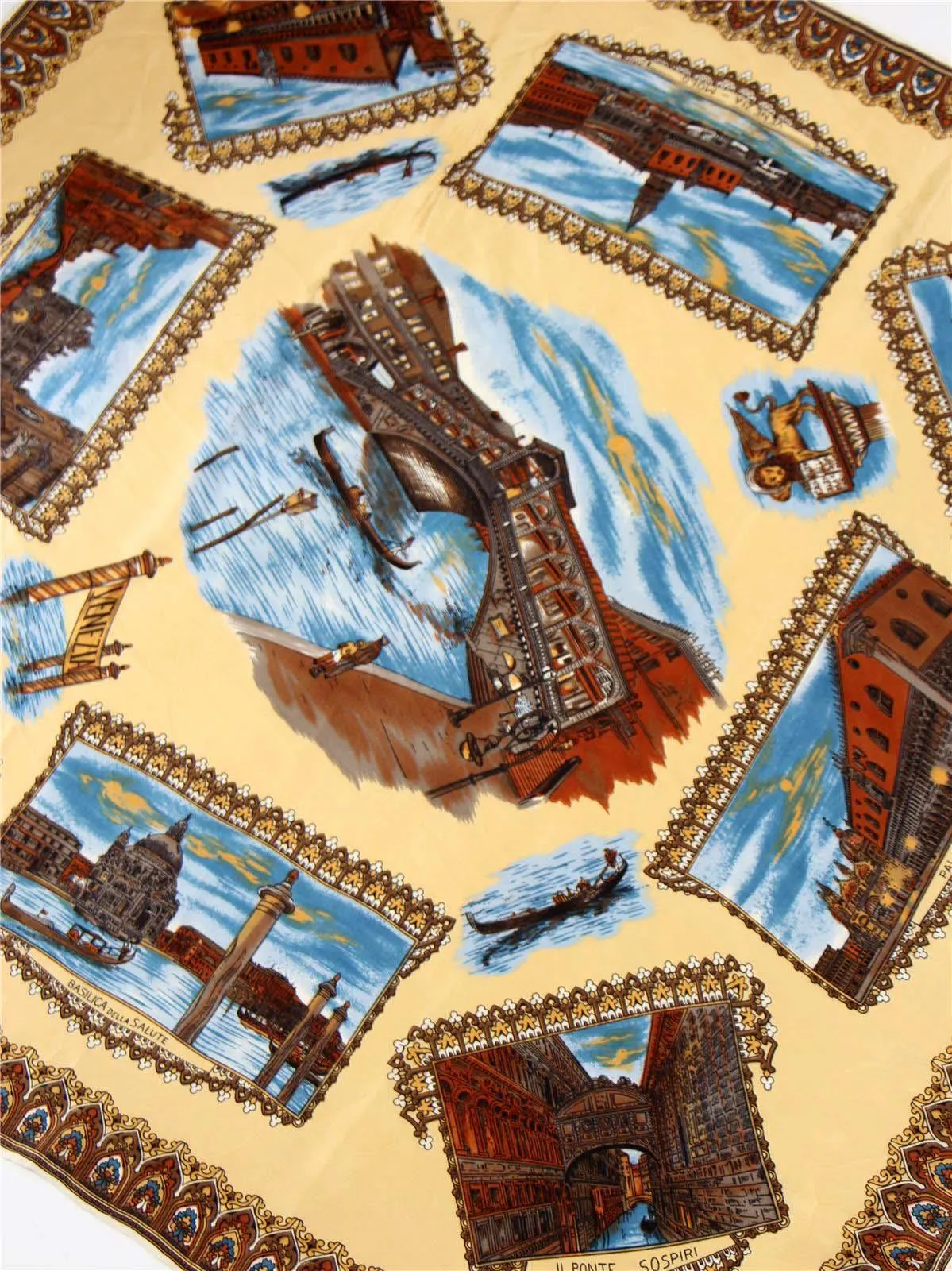 Italian Souvenir Venice Print Vintage Scarf