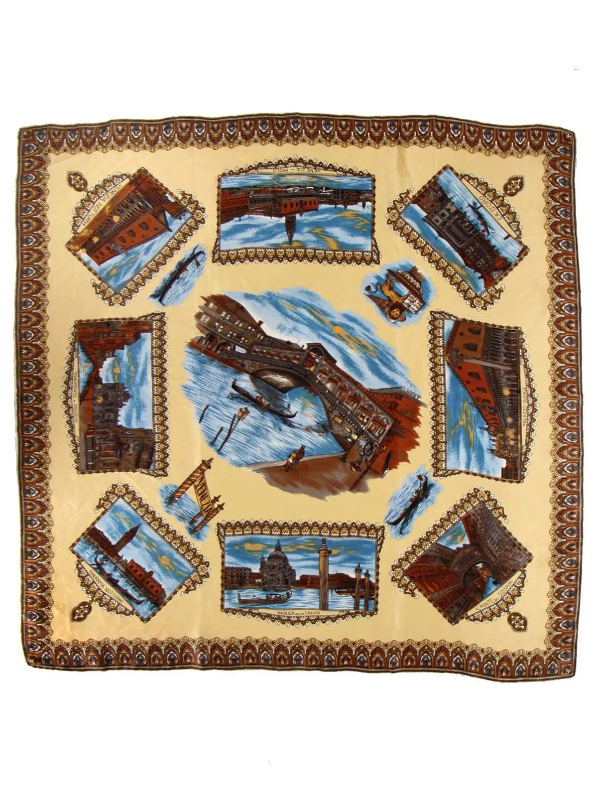 Italian Souvenir Venice Print Vintage Scarf