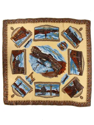 Italian Souvenir Venice Print Vintage Scarf