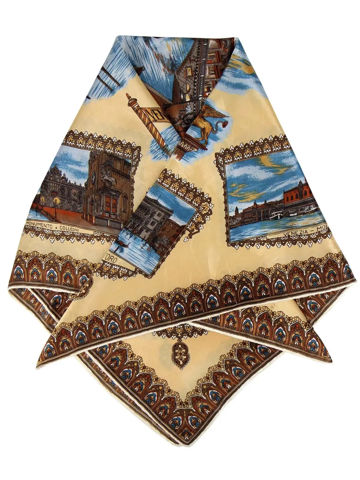 Italian Souvenir Venice Print Vintage Scarf