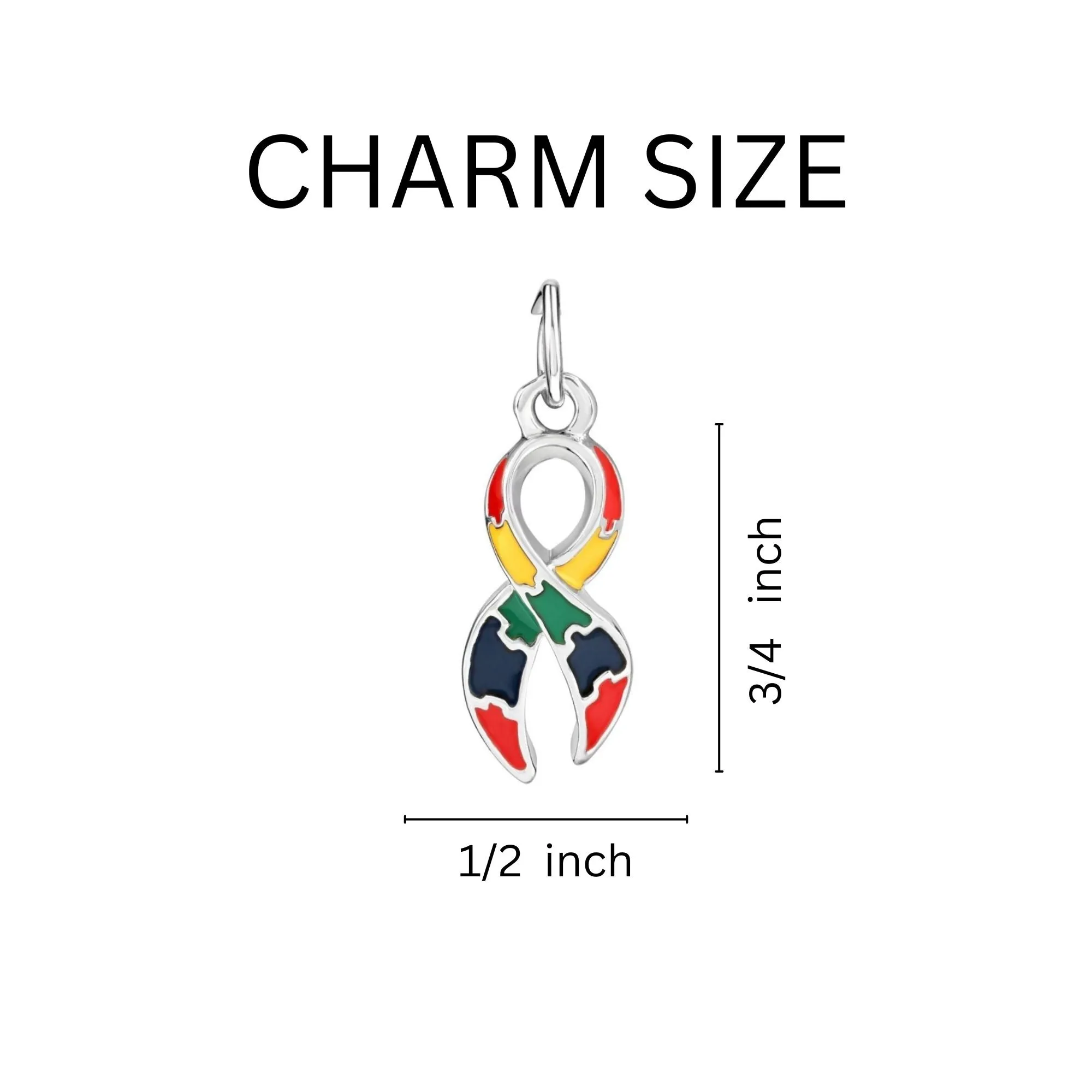Large Autism Awareness Ribbon Retractable Charm Bracelets