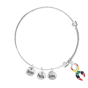 Large Autism Awareness Ribbon Retractable Charm Bracelets