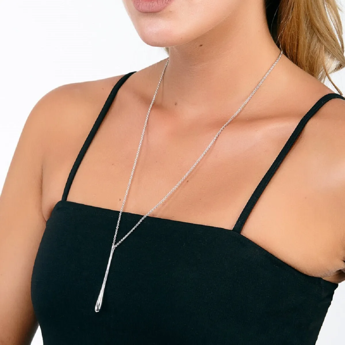 Long Drip Necklace in Sterling Silver