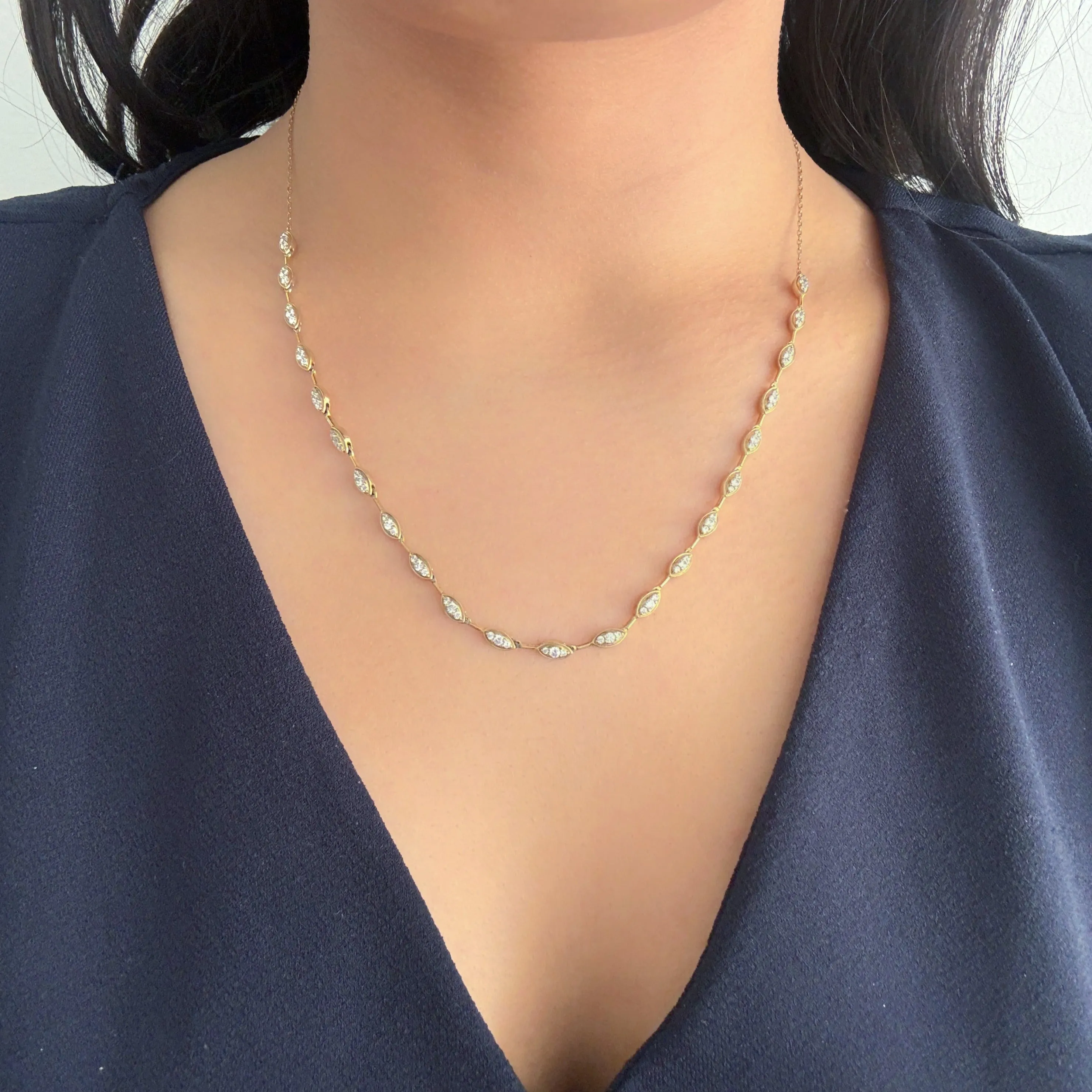 Marquise Diamond Cluster Necklace