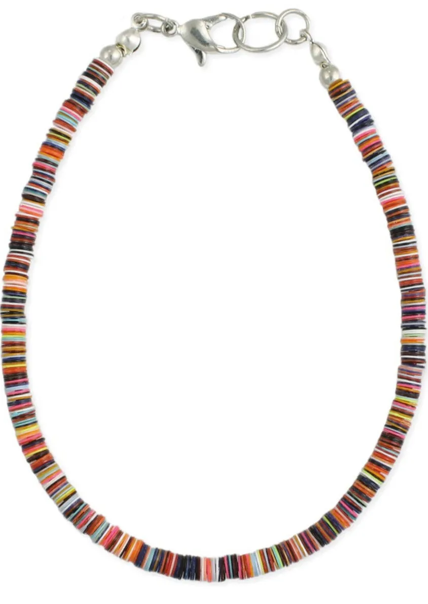 Multi Color Sequin Heishi Anklet