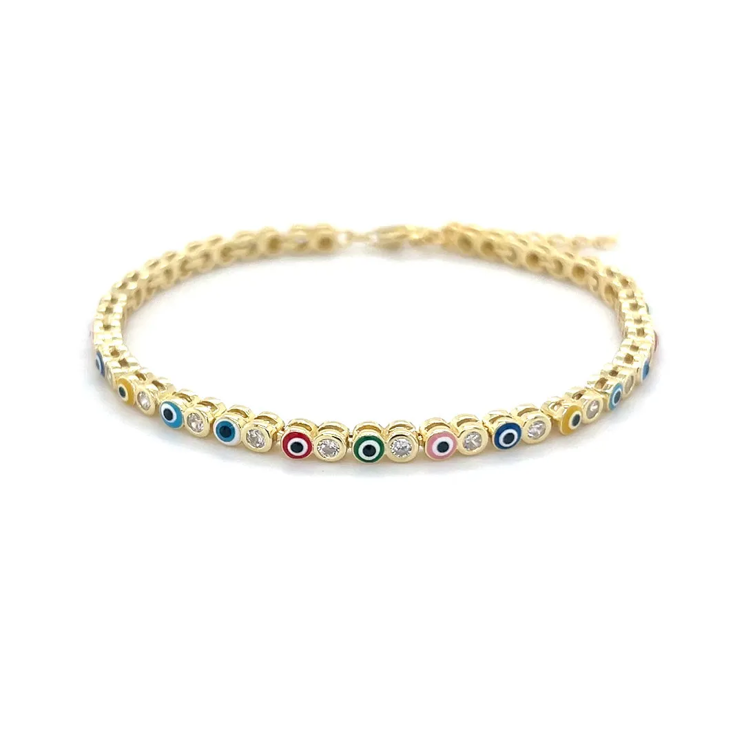 Multicolor Evil Eye Tennis Bracelet