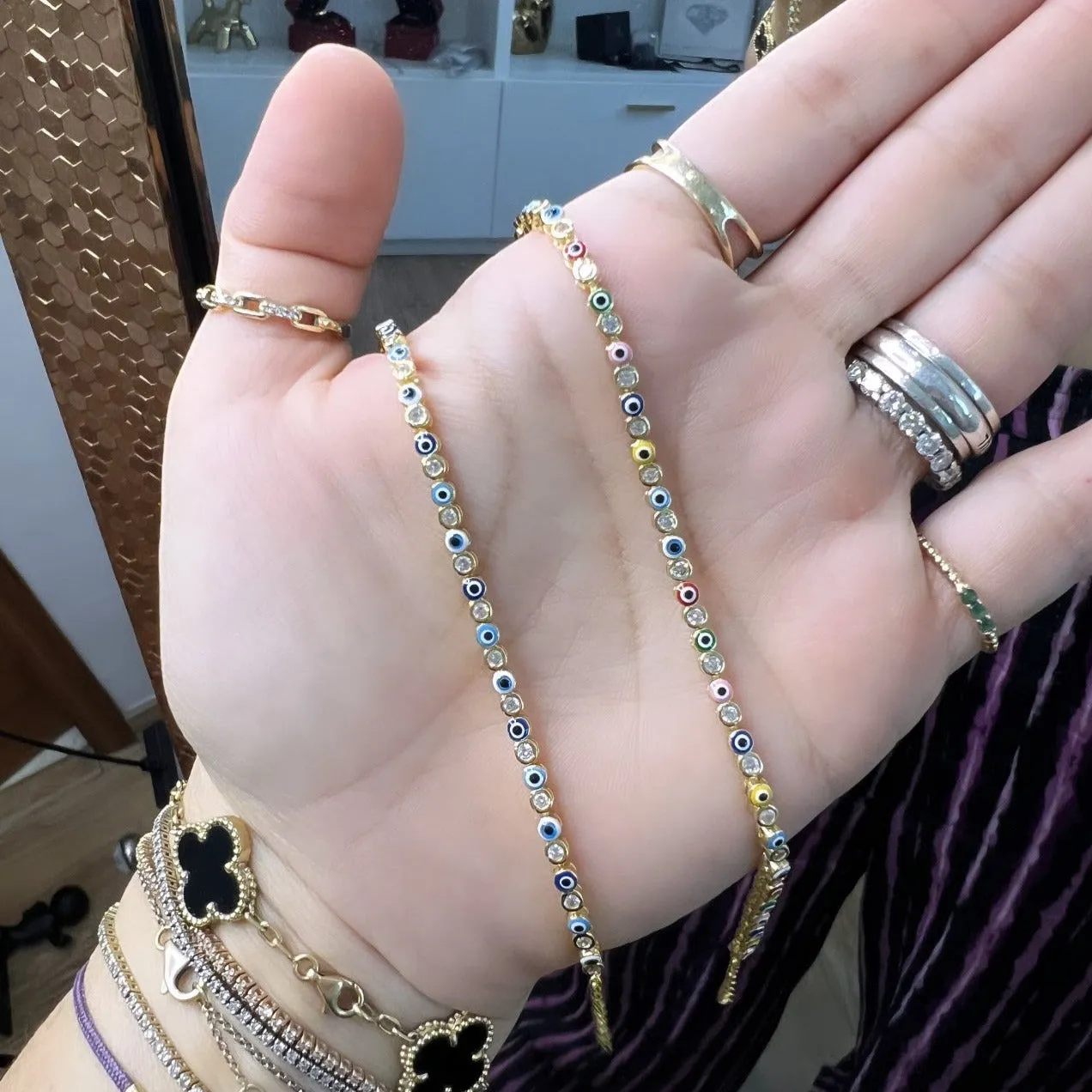 Multicolor Evil Eye Tennis Bracelet