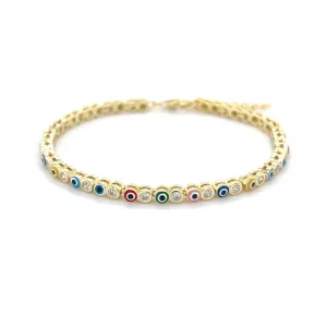 Multicolor Evil Eye Tennis Bracelet