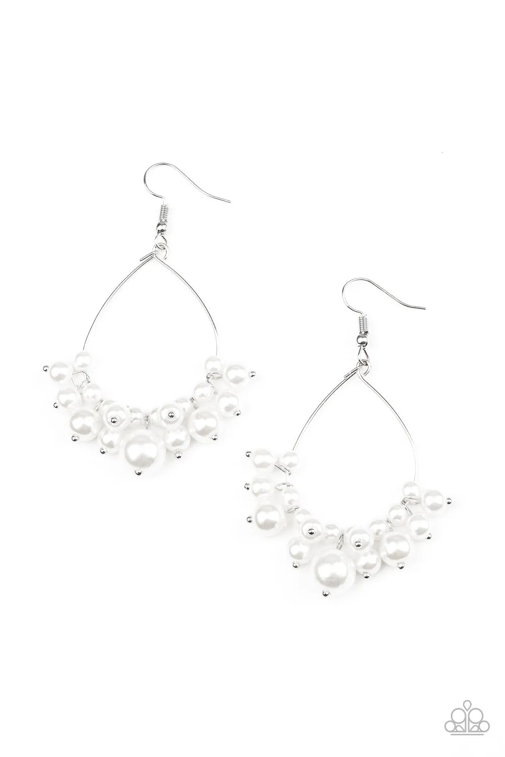 Open Door Jewelry - 5th Avenue Appeal - White Earrings - Paparazzi Accessories