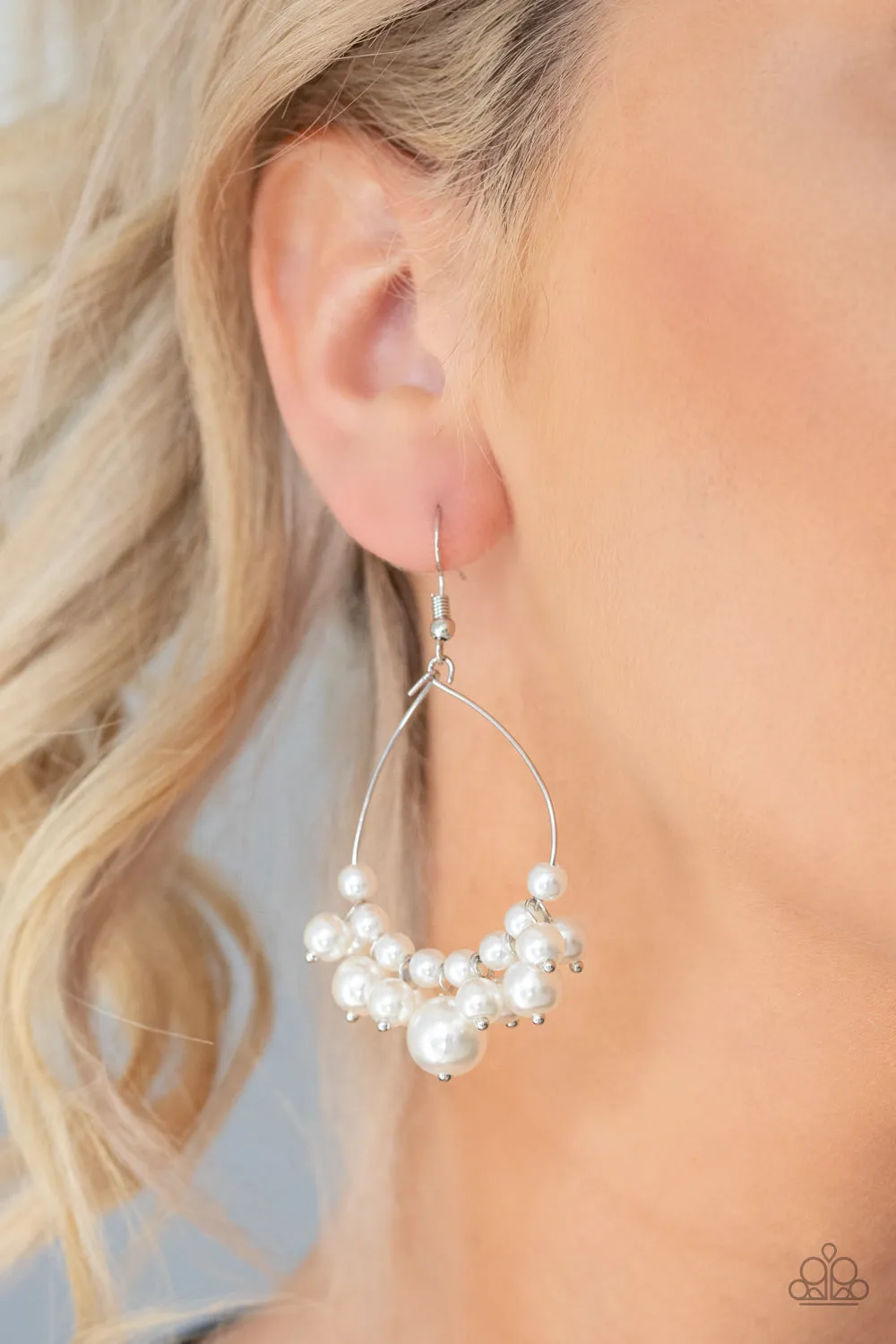 Open Door Jewelry - 5th Avenue Appeal - White Earrings - Paparazzi Accessories