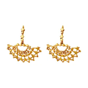 Oscar de la Renta Gold Star Post Earrings with Movable Fan Design, Celestial Style