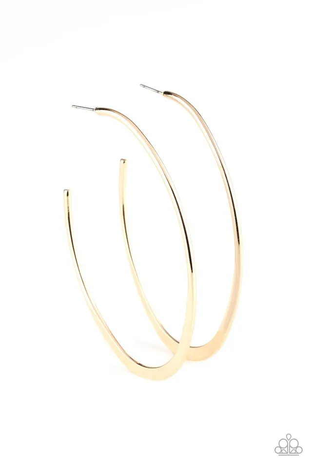Paparazzi Earring ~ Flatlined - Gold
