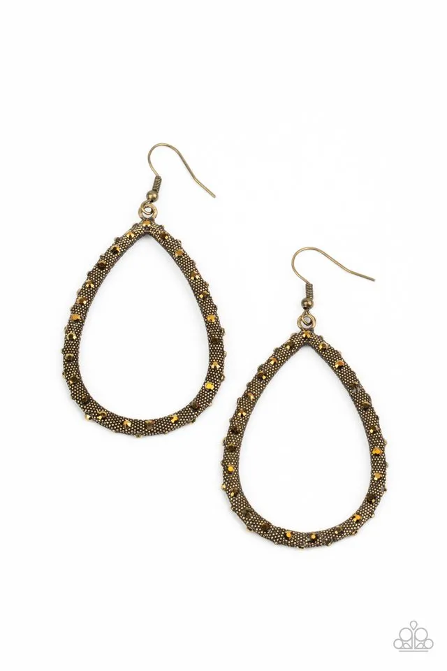 Paparazzi Earring ~ Standout Sparkle - Brass
