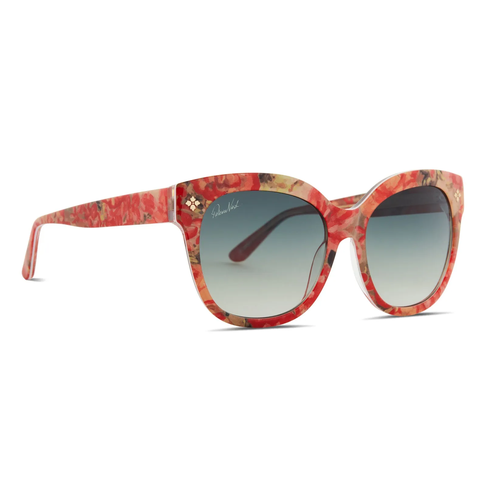 PATRICIA NASH  - AUDREY   FLORAL OIL PAINTING   OLIVE GRADIENT SUNGLASSES