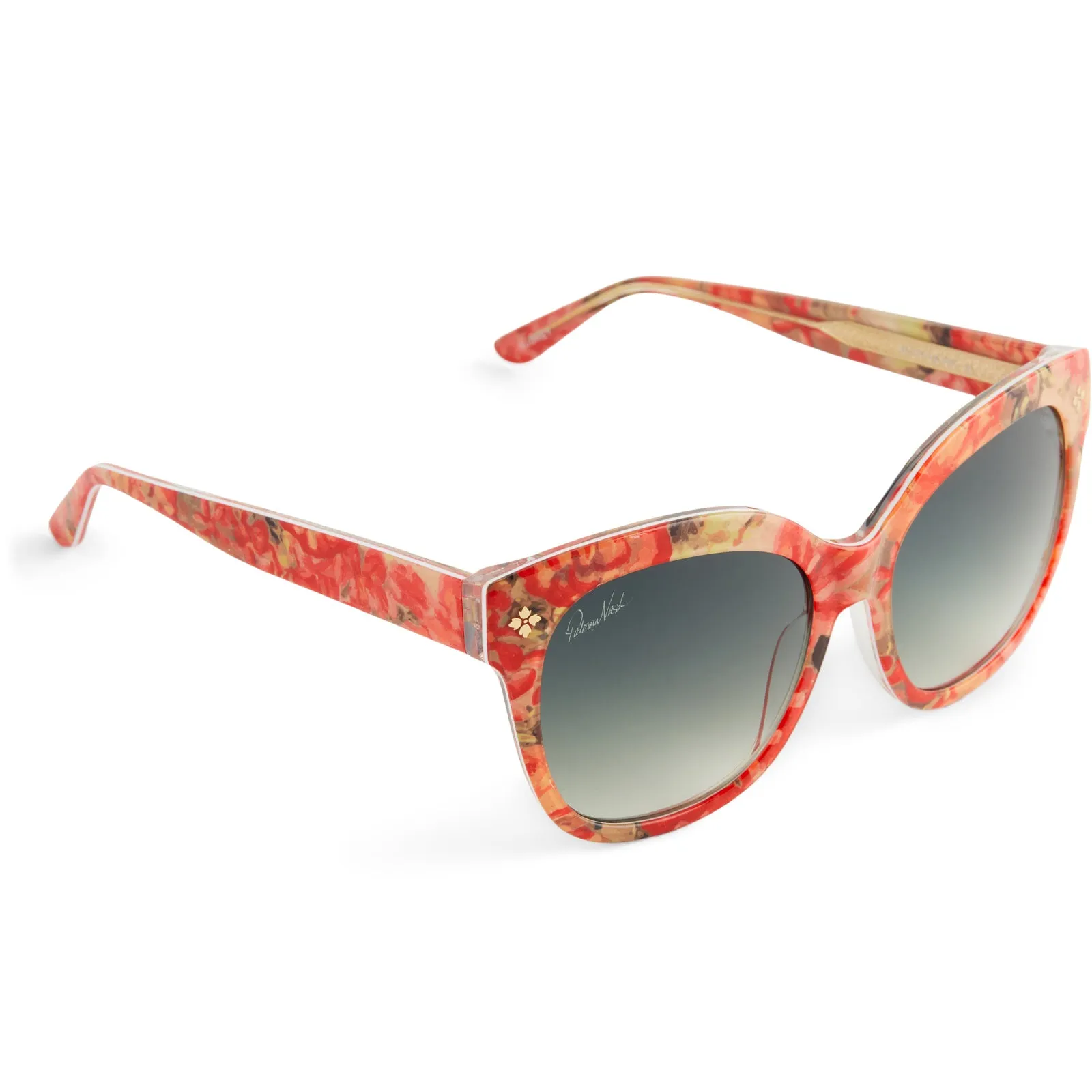 PATRICIA NASH  - AUDREY   FLORAL OIL PAINTING   OLIVE GRADIENT SUNGLASSES