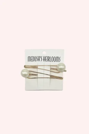 Pearl Accent Bobby Pin Pair Gold