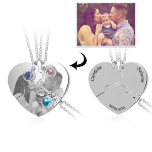 Personalized 3 Birthstones & 3 Names Necklace