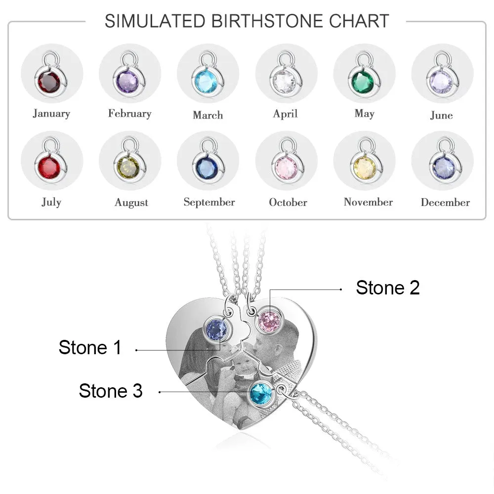 Personalized 3 Birthstones & 3 Names Necklace