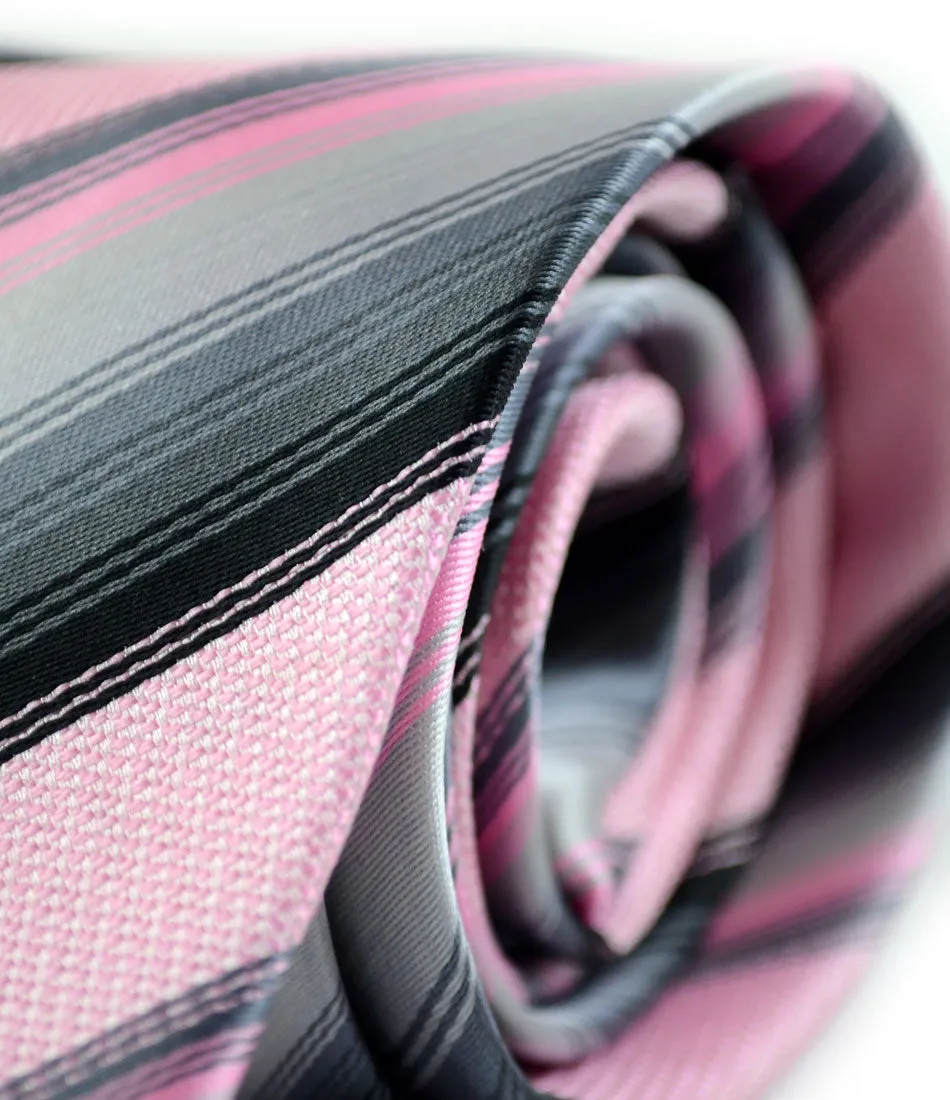 Pink & Grey Stripes Neck Tie