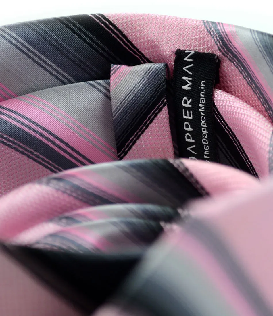 Pink & Grey Stripes Neck Tie