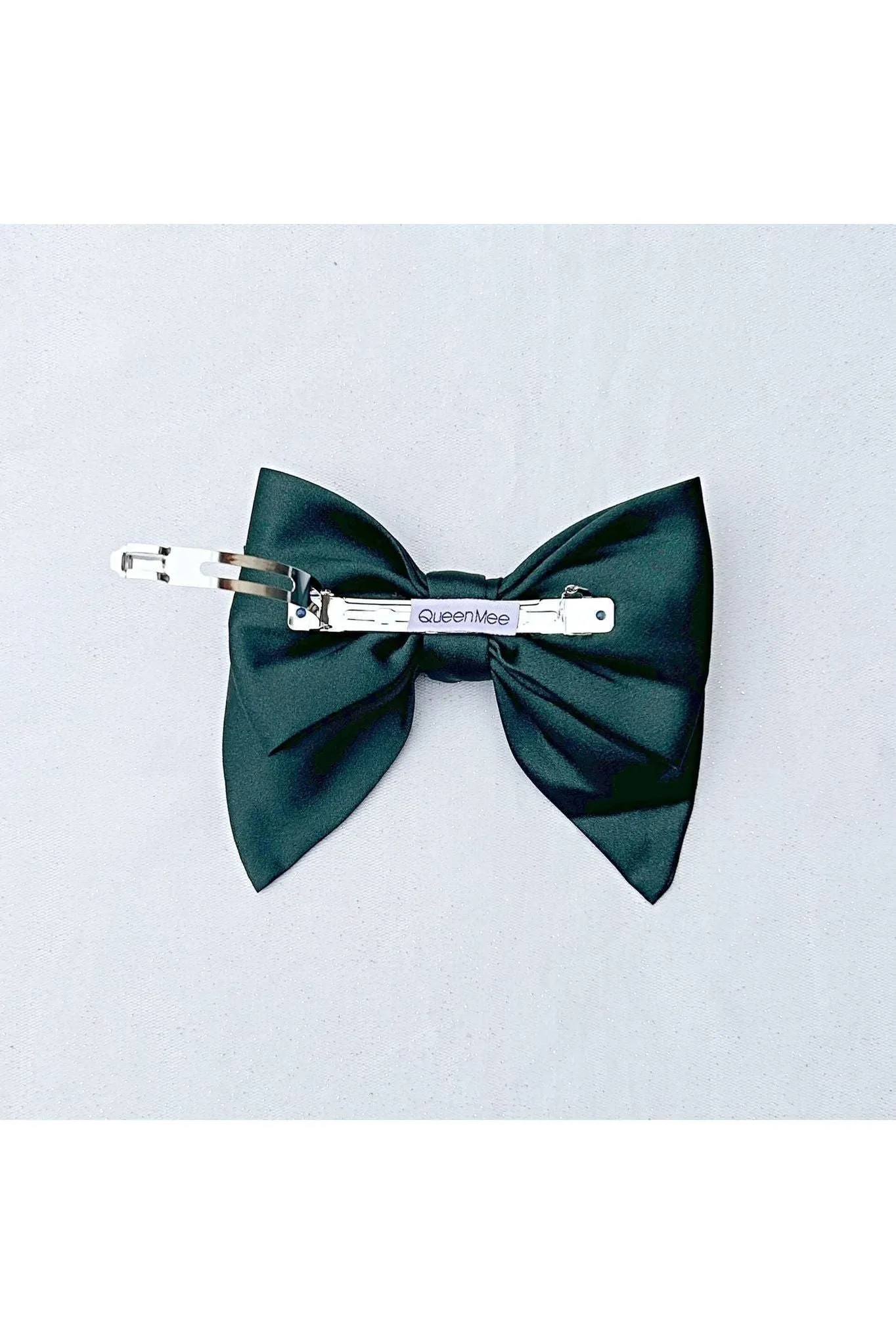Queenmee Hair Accessories Green Satin Hair Bow Green Hair Clip