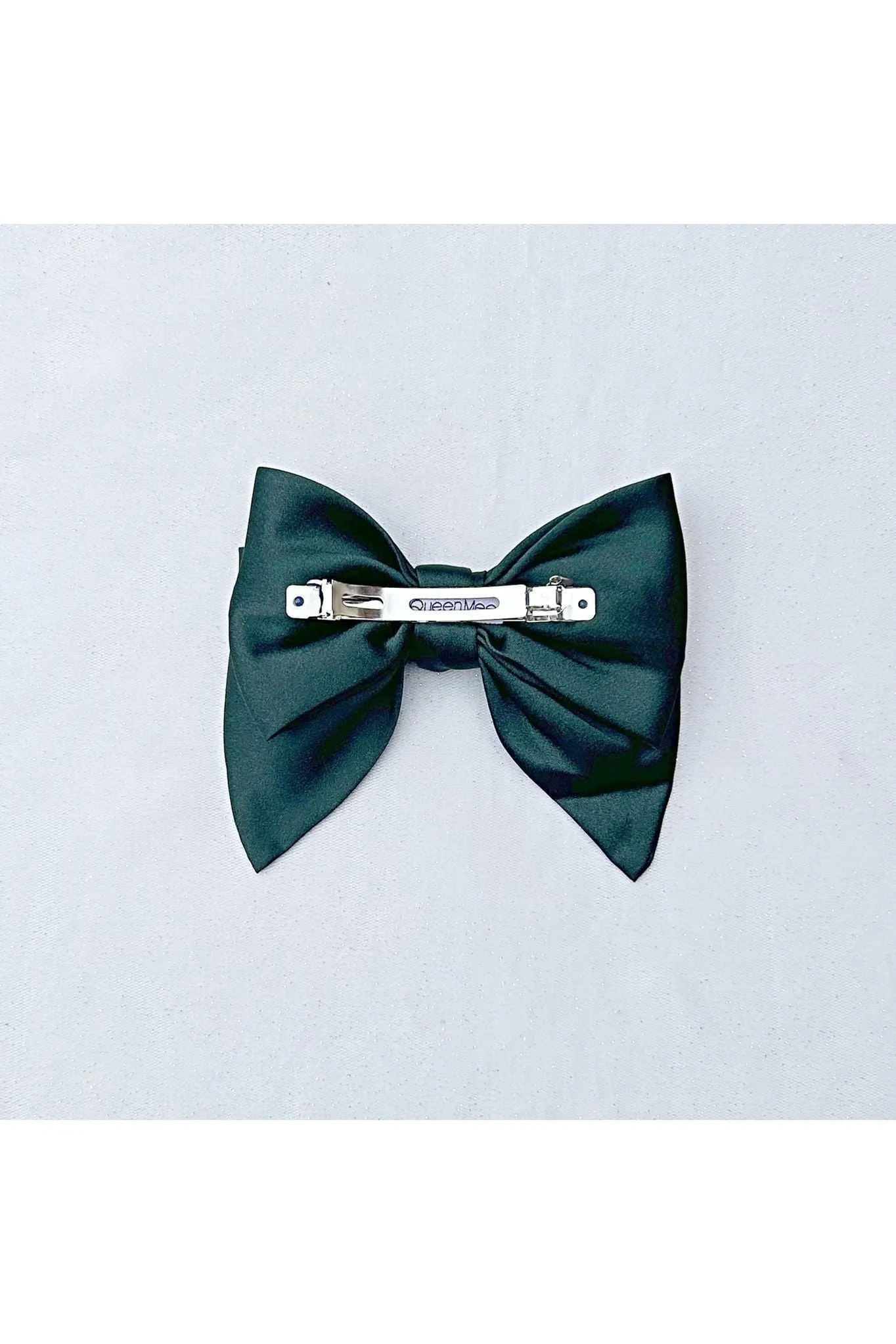 Queenmee Hair Accessories Green Satin Hair Bow Green Hair Clip