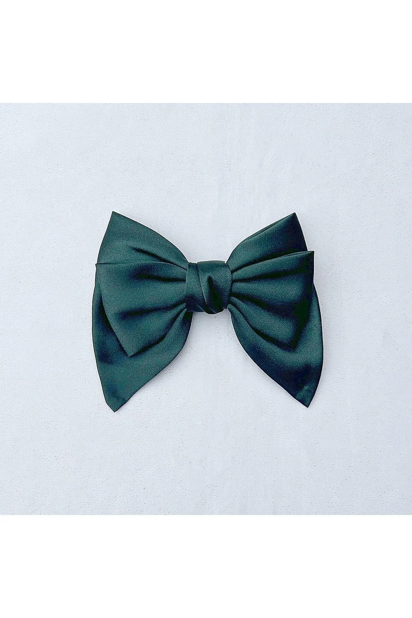 Queenmee Hair Accessories Green Satin Hair Bow Green Hair Clip