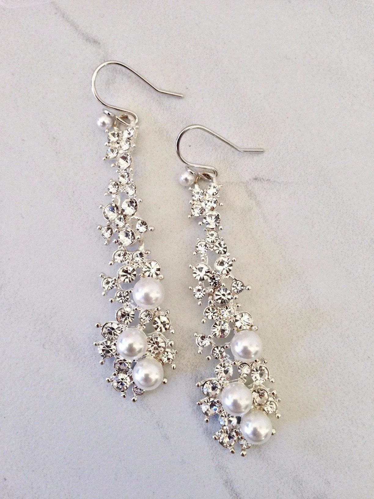 "Sade" - Pearl and Rhinestone Bridal Earrings