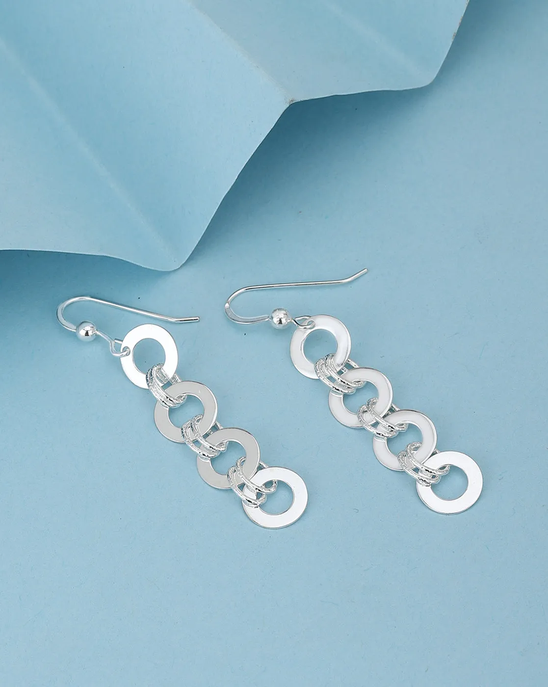 Rhodium Plated Tasselled Contemporary Drop Earring For Women