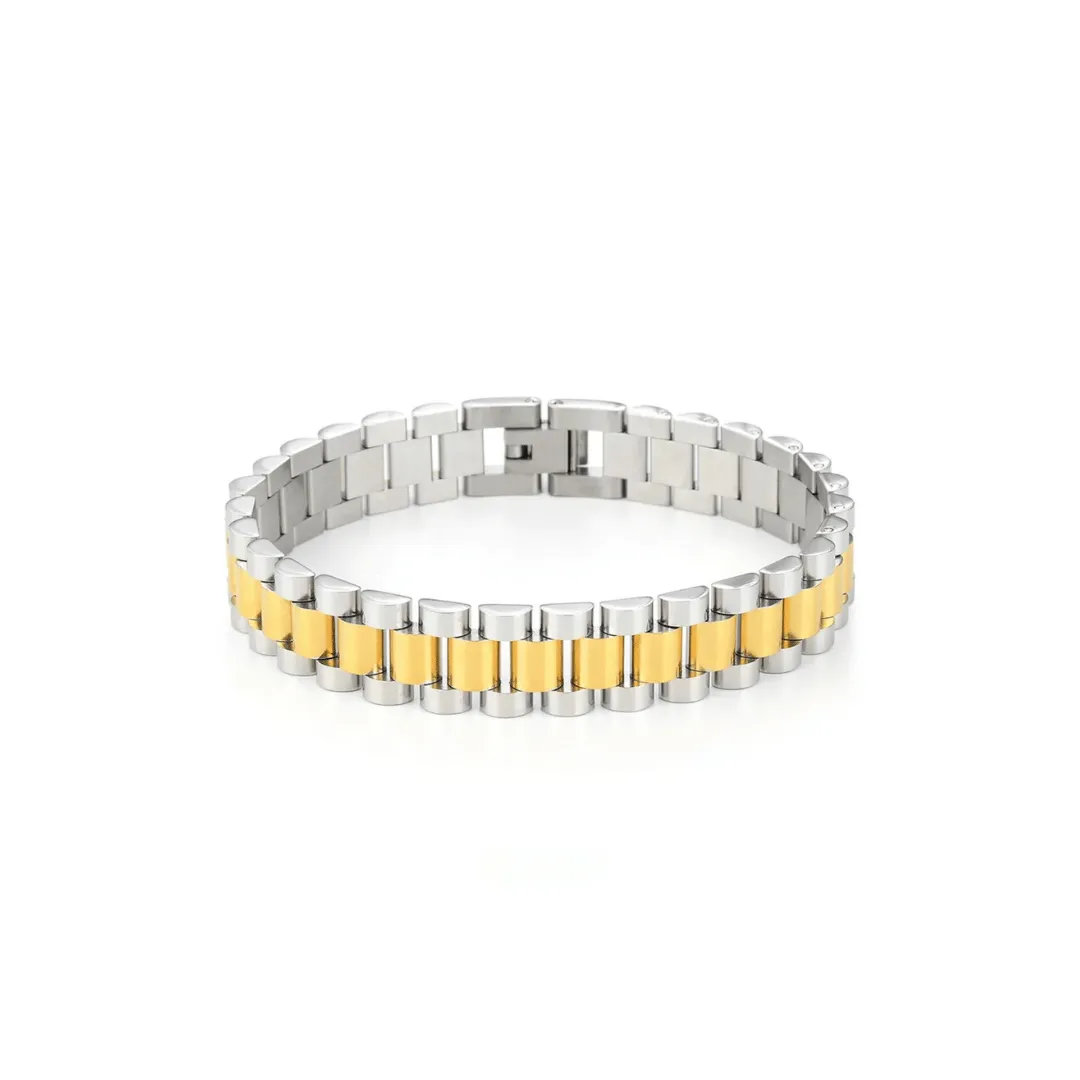 'Rollie' Two Tone Link Bracelet