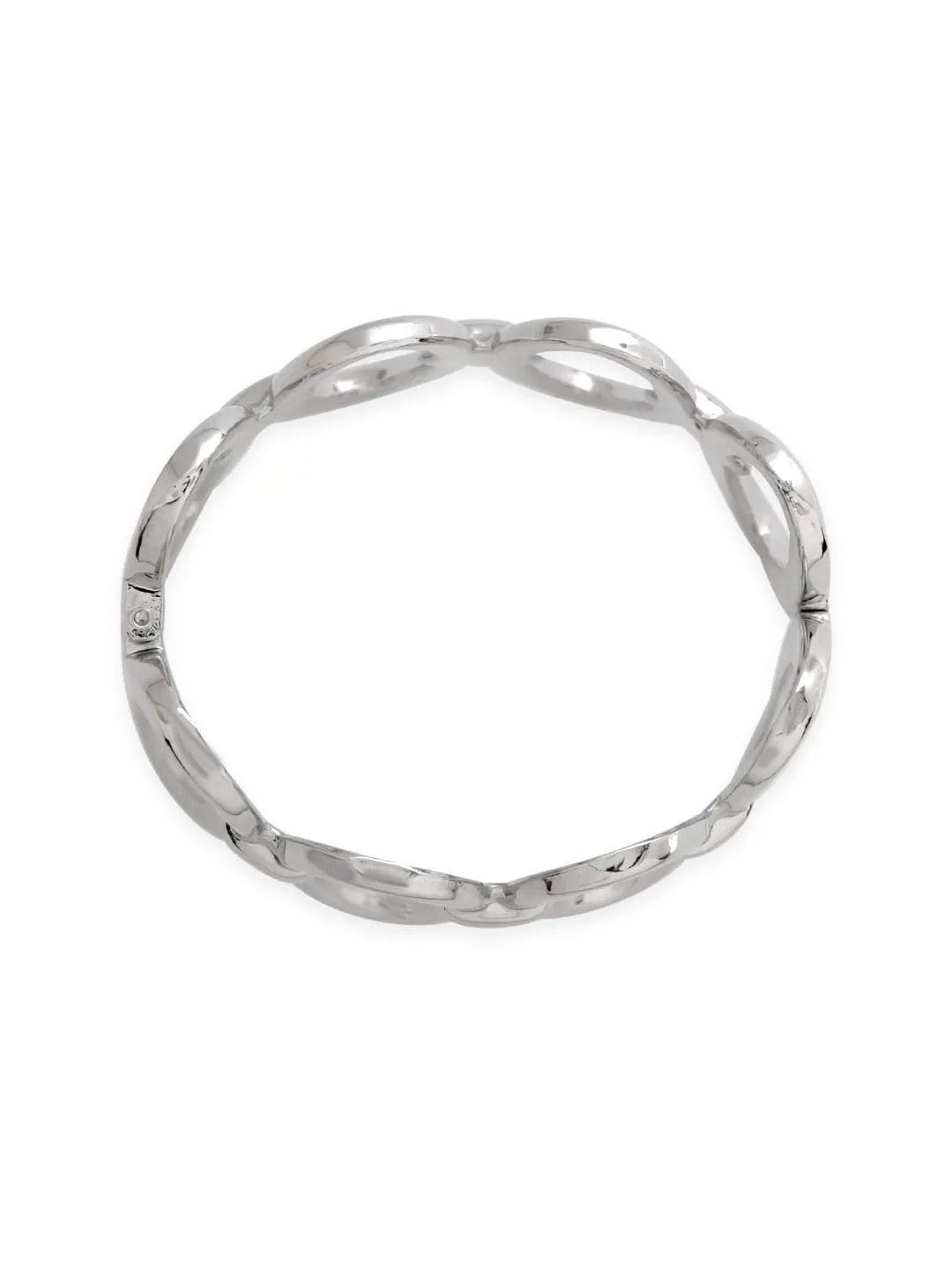 Rubans Rhodium-Plated Bold Linked Oval Design Bangle-Style Statement Bracelet