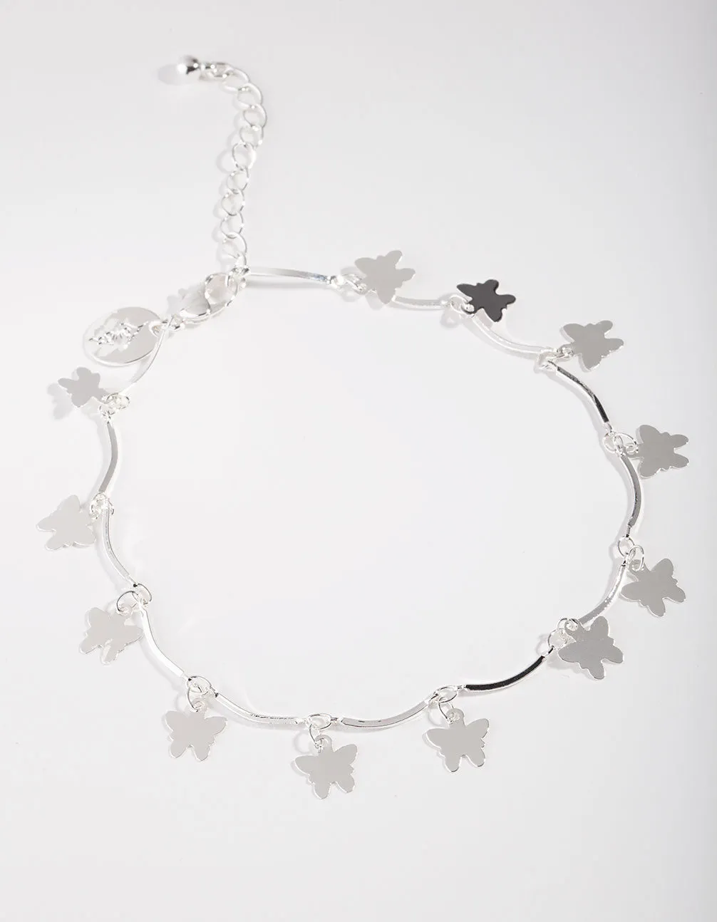 Silver Butterfly Charm Anklet