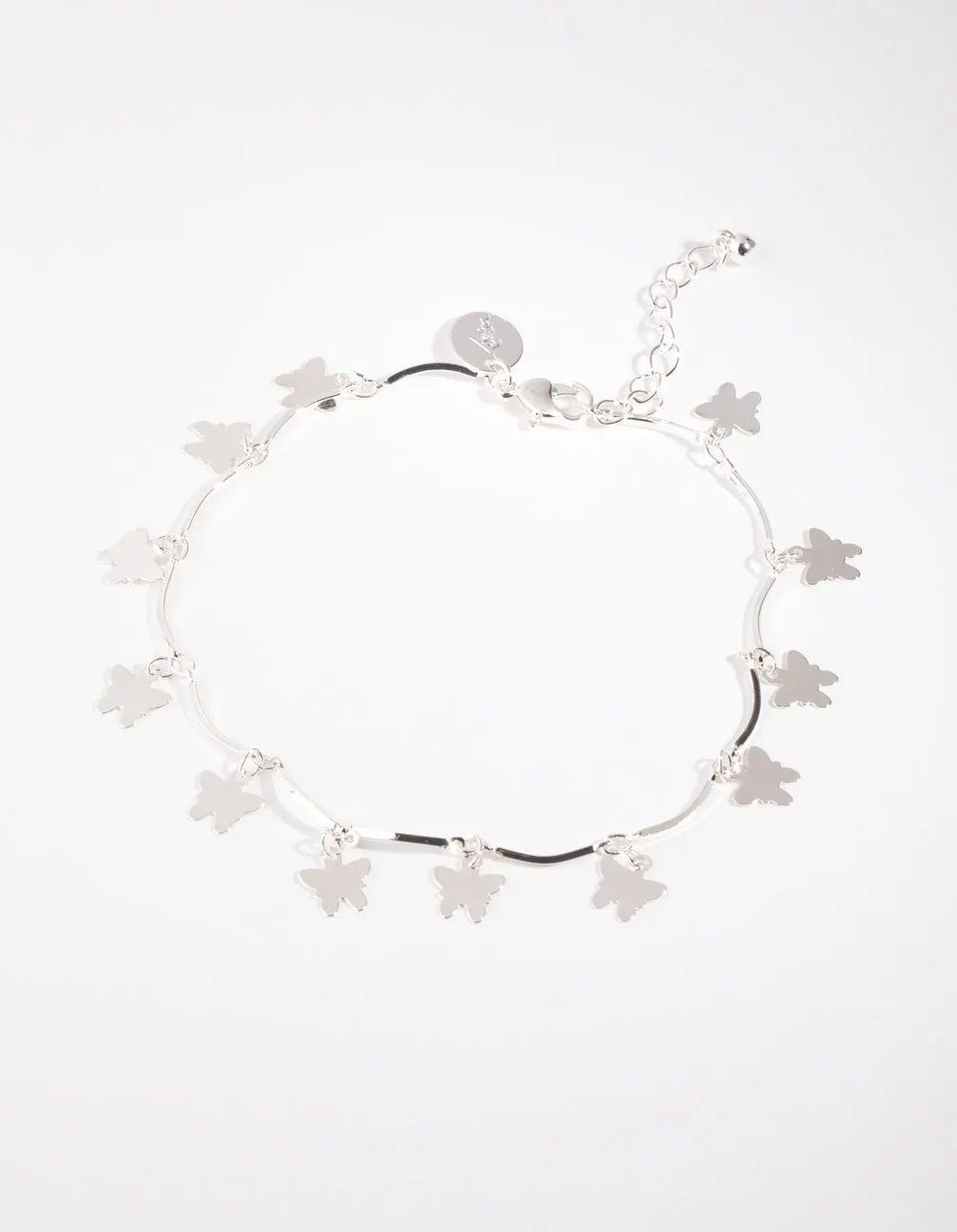 Silver Butterfly Charm Anklet