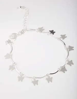 Silver Butterfly Charm Anklet