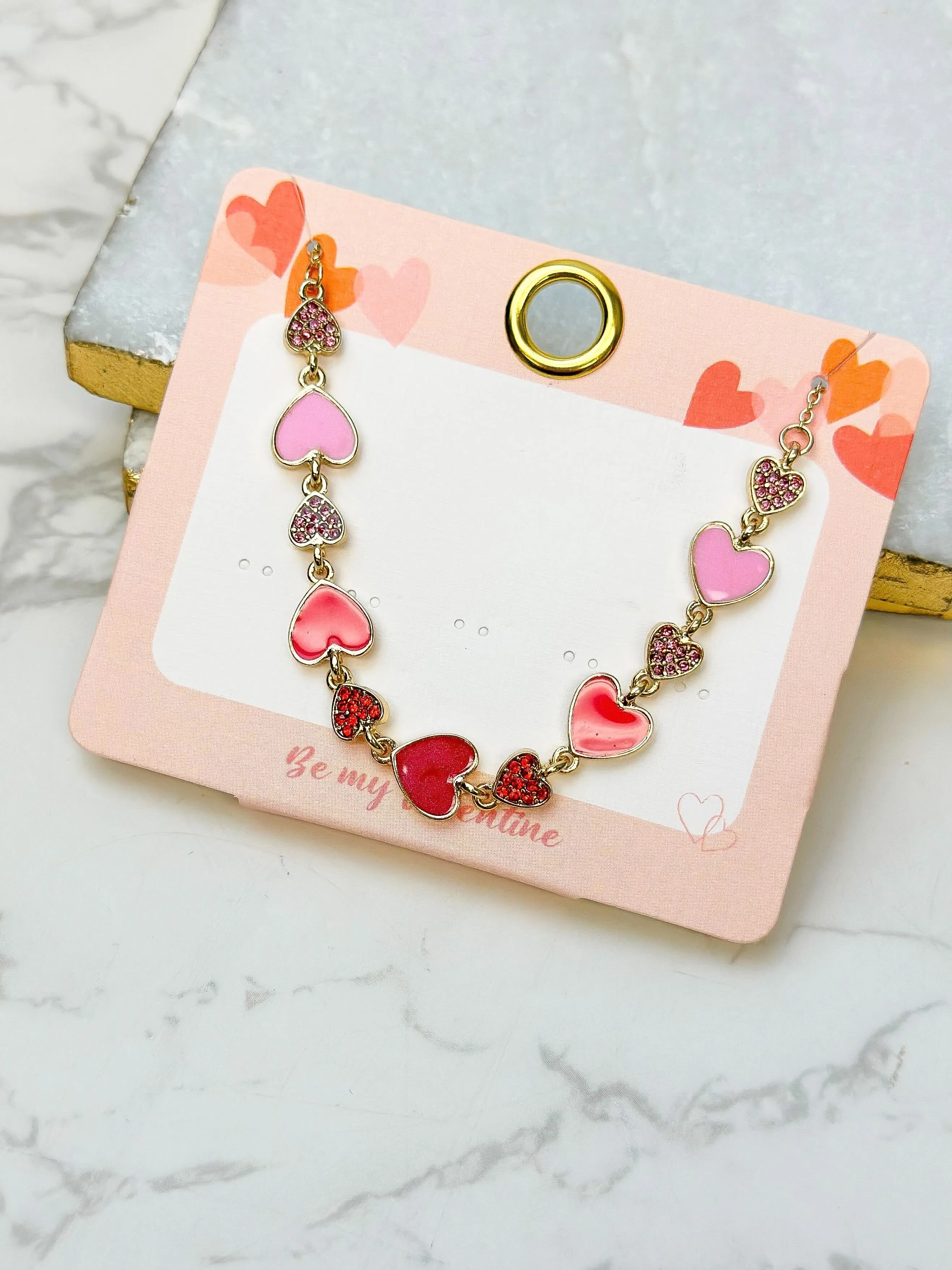 Sparkling Enamel Heart Statement Necklace