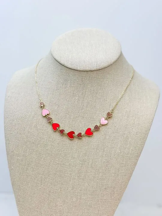 Sparkling Enamel Heart Statement Necklace