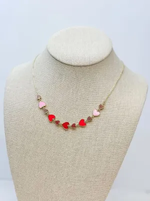 Sparkling Enamel Heart Statement Necklace