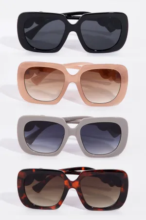 Star Queen Oversized Square Sunglasses with Silver Stars
