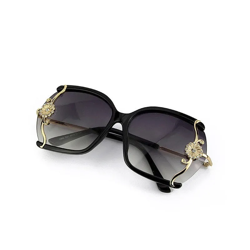 Stylish large Butterfly Sunglasses for women brand designer eyewear metal Flower Frame 7 colour oculos de sol feminino