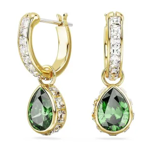 Swarovski Women's Green Pear-Cut Stones in a Gold-Tone Finished Setting Chroma Drop Earrings - 5662922