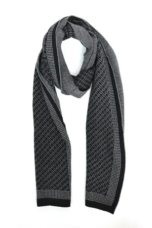 TEXTURED GRID KNIT SCARF-BLACK
