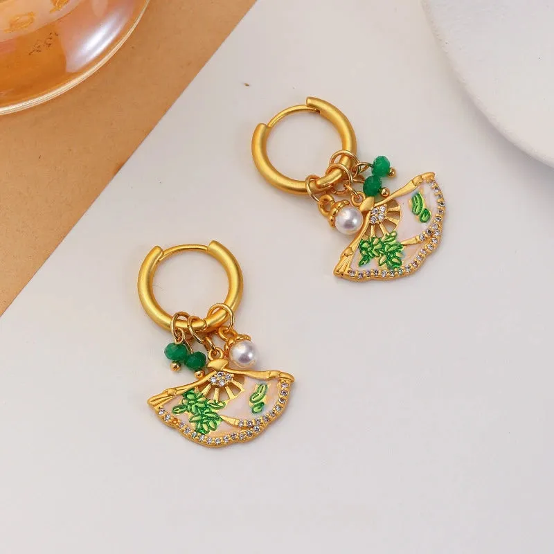 VAIGE Geometric Metal Drop Earrings with Vintage Round Buckle Design