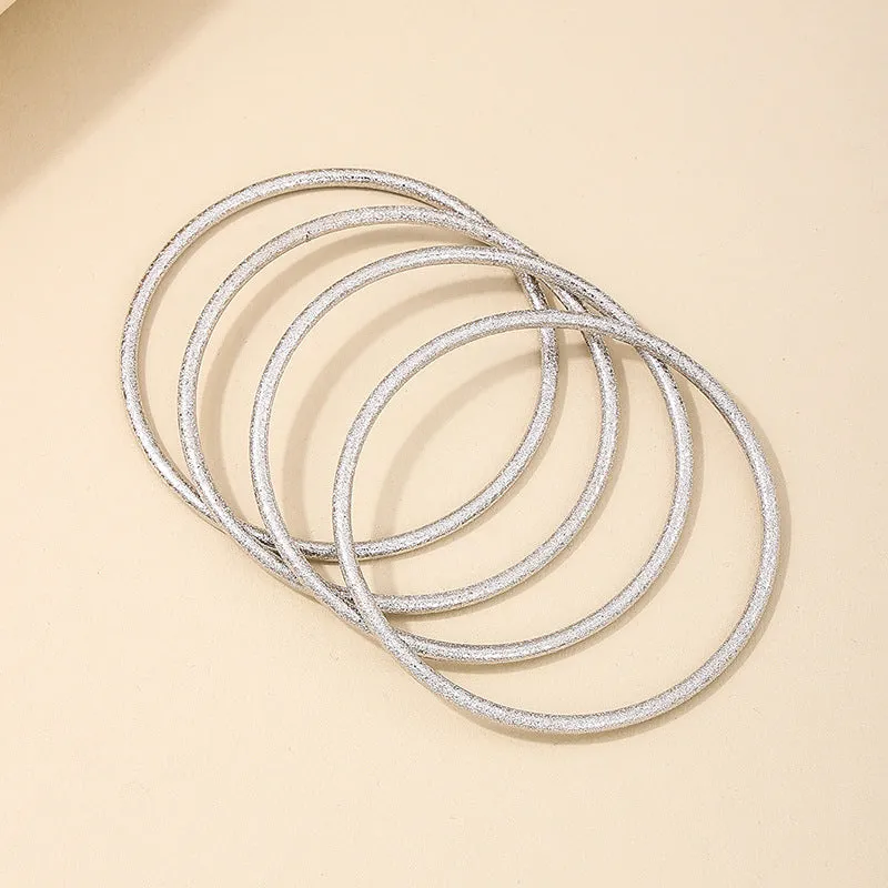 Wholesale 4-Piece Matte Texture Ring and Bracelet Set for Women