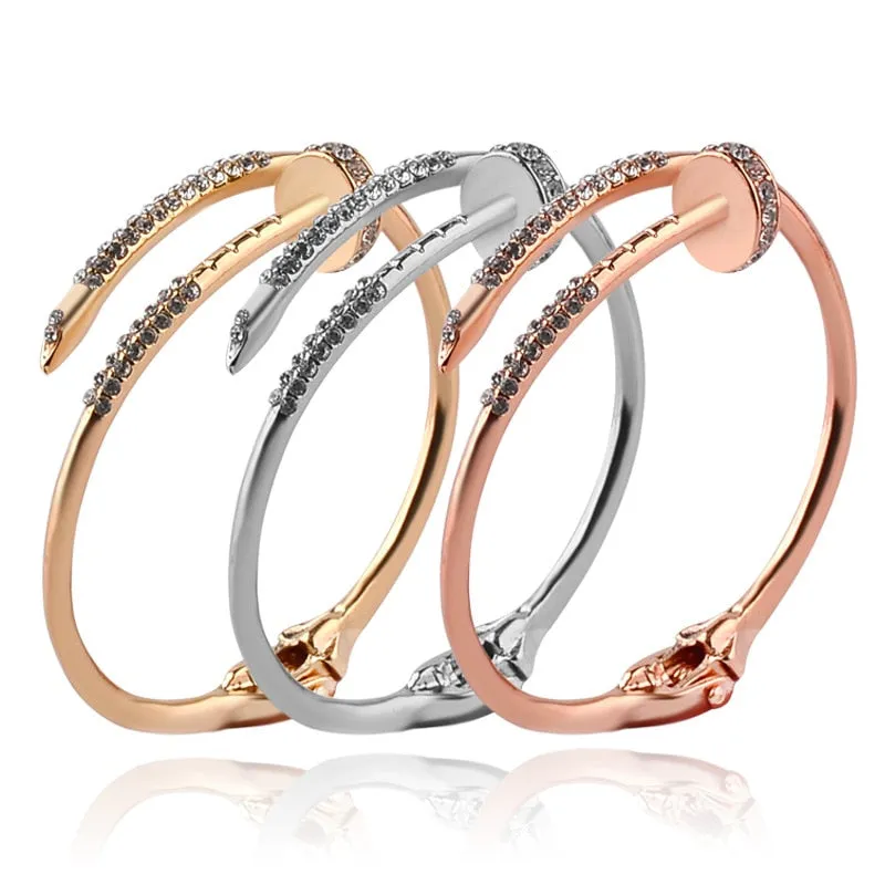 Women Bangles Bracelet Ladies Female Fashion Trendy Geometric Nail Open Bangles Cuff Jewelry Wedding Party Anniversary Gift